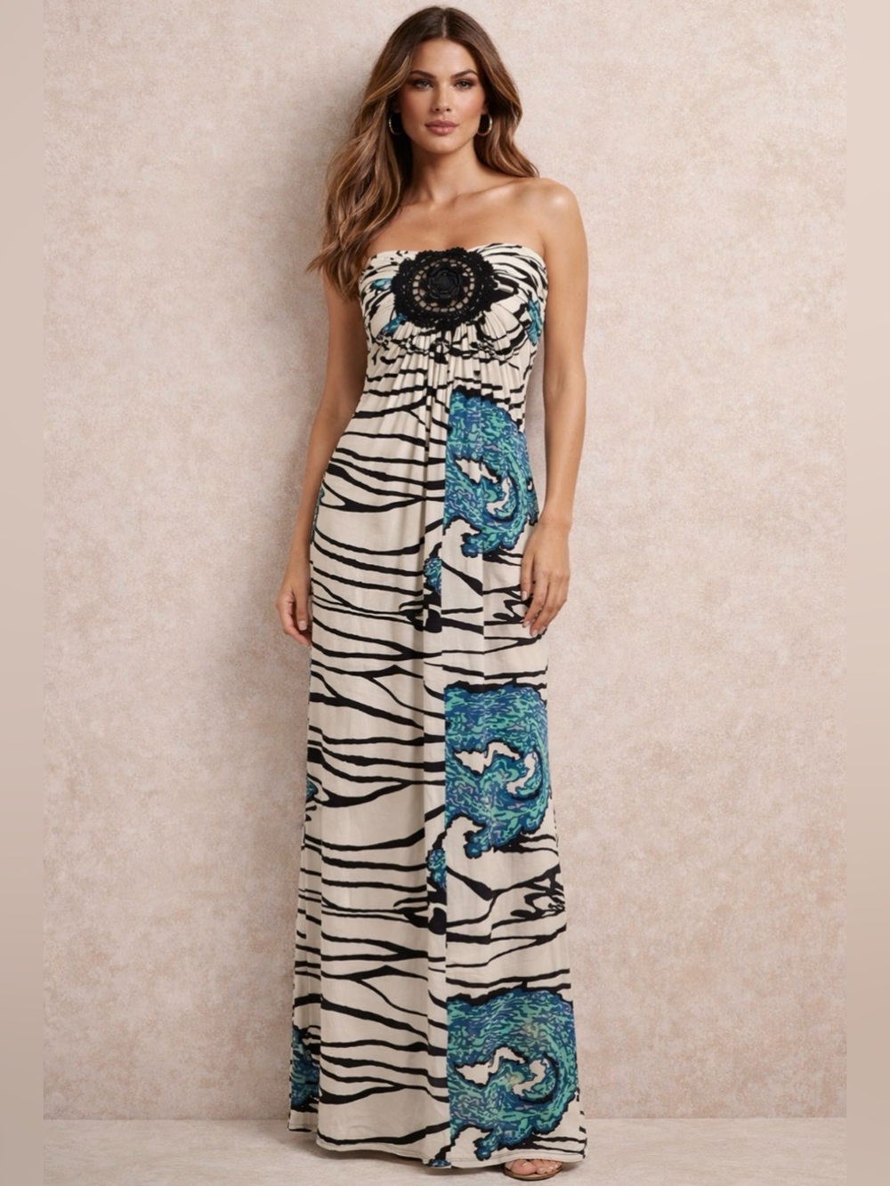 Stunning Vintage Artsy Avant-garde Strapless Summer Dress